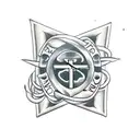 cross with heartbeat  tattoo design idea