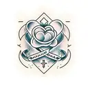 cross with heartbeat  tattoo design idea