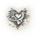 cross with heartbeat  tattoo design idea
