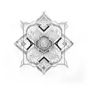 A dotwork tattoo featuring the THC molecule tattoo design idea