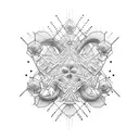 A dotwork tattoo featuring the THC molecule tattoo design idea