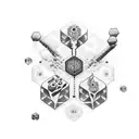 A dotwork tattoo featuring the THC molecule tattoo design idea