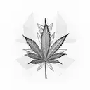 A dotwork tattoo featuring a cannabis leaf with the THC molecule hidden within its intricate patterns tattoo design idea