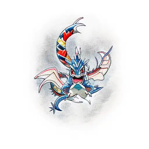 Pokemon Gyarados with hyper beam  tattoo design idea