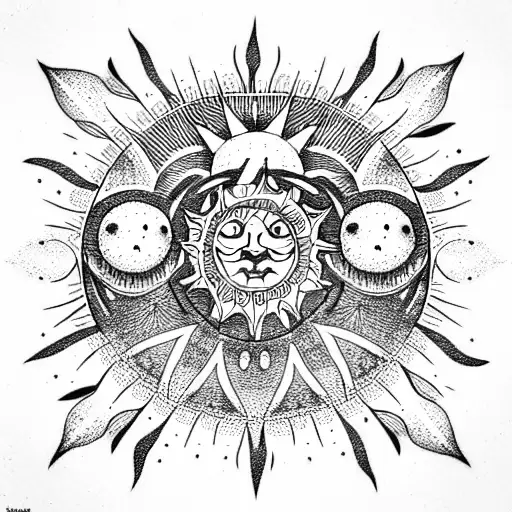 Sun and Moon tattoo design idea