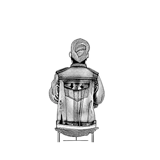 a man wearing a denim jacket tattoo design idea