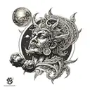 karna looking up at the sky his father the sun god beautiful tattoo design idea