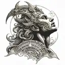 karna looking up at the sky his father the sun god beautiful tattoo design idea