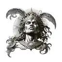 karna looking up at the sky his father the sun god beautiful tattoo design idea