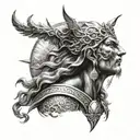karna looking up at the sky his father the sun god beautiful tattoo design idea