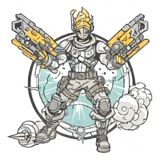 A anime  tattoo of a Fortnite character in a battle royale setting tattoo design idea