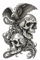 skull and phoenix rising from the ashes tattoo design idea