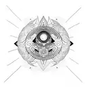 sol  azteca con nubes japonesas  blackwork  tattoo design idea