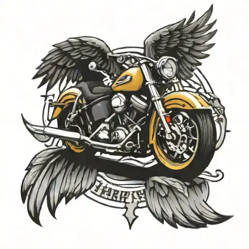 harley wheel with wings spread tattoo design idea