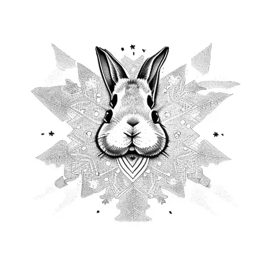 cute sexy bunny and snowflake tattoo design idea