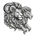 Ram and Lion tattoo design idea