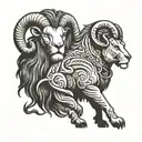 Ram and Lion tattoo design idea