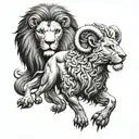 Ram and Lion tattoo design idea