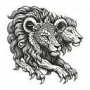 Ram and Lion tattoo design idea
