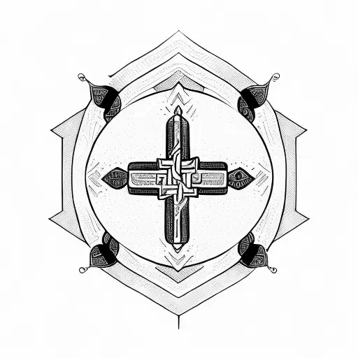 the tribes of Israel in formation shaped like a cross tattoo design idea