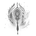 flute with peacock feather name is pooja tattoo design idea