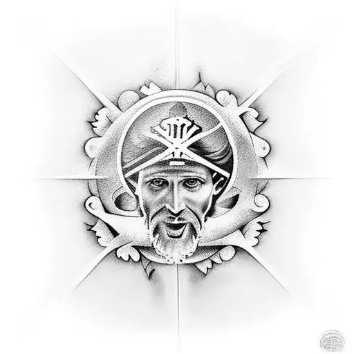 jesus,maria e o espirito santo com um terço  tattoo design idea