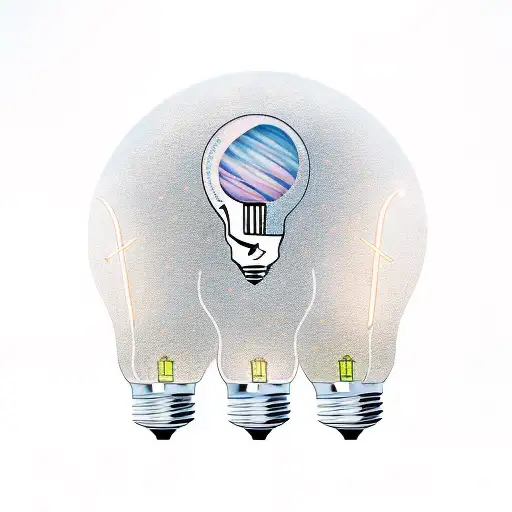 light bulb and astronaut tattoo design idea