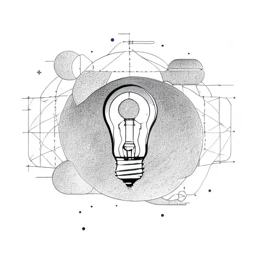 light bulb and astronaut tattoo design idea