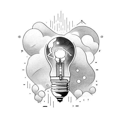 light bulb and astronaut tattoo design idea