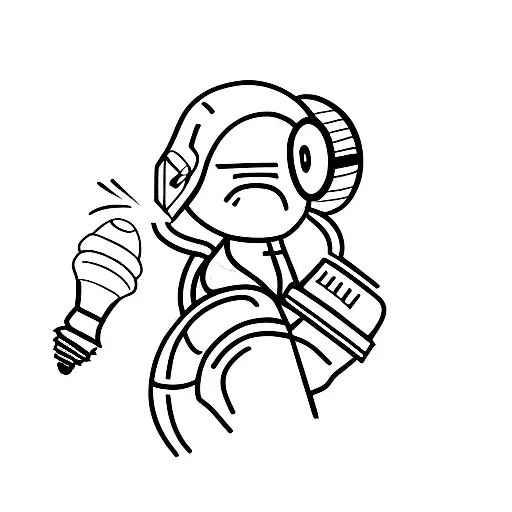 light bulb and astronaut tattoo design idea