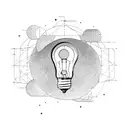 light bulb and astronaut tattoo design idea