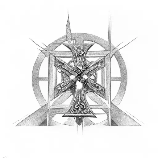 three crosses rigid with luke 1:37 above tattoo design idea