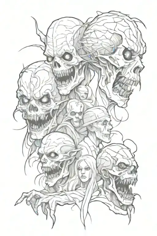 horror characters  tattoo design idea
