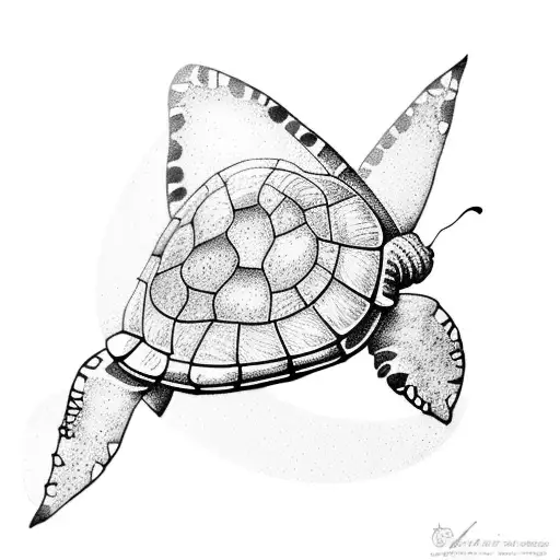 beach with butterfly and sea turtle  tattoo design idea