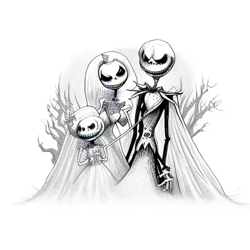 nightmare before Christmas family tattoo design idea
