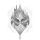 vulva shaped wilderness landscape tattoo design idea
