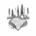vulva shaped wilderness landscape tattoo design idea