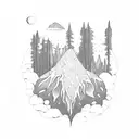 vulva shaped wilderness landscape tattoo design idea