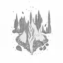 vulva shaped wilderness landscape tattoo design idea