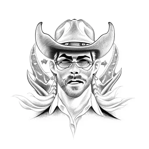 cowboy with devil and god tattoo design idea