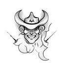 cowboy with devil and god tattoo design idea
