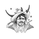 cowboy with devil and god tattoo design idea