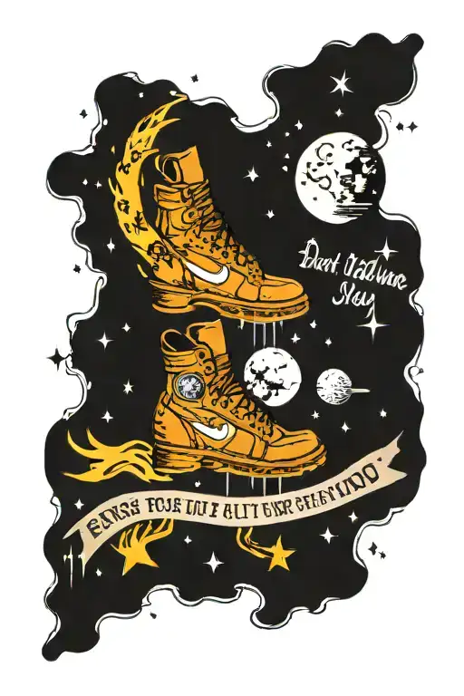 a quote saying "don't tell me the sky's the limit when there is footprints on the moon" with space behind it  tattoo design idea