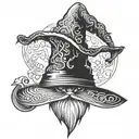 wizard hat and holding tattoo design idea