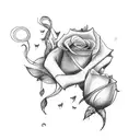 trumpet with roses around it and music notes  tattoo design idea