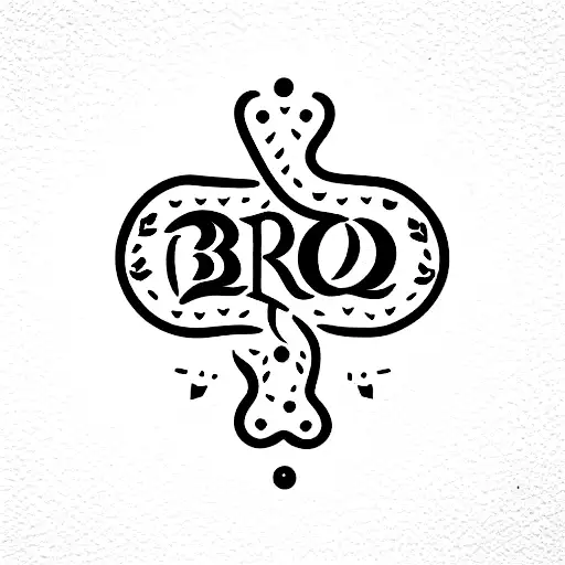Word "BRO" with ukrainian ornament tattoo design idea