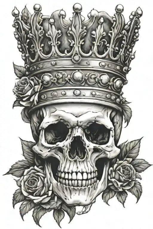 skull with queens crown made tattoo design idea