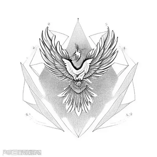 A majestic phoenix rising from the ashes tattoo design idea