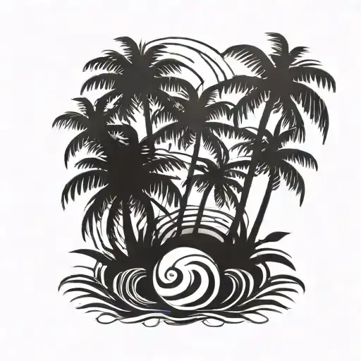 coconut trees tattoo design idea