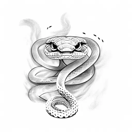snake with good luck tattoo design idea